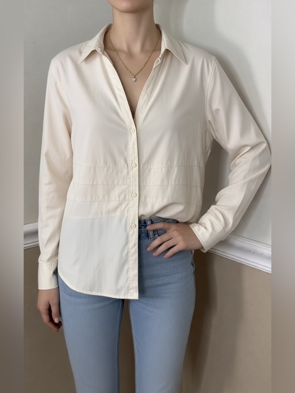 💚 5 for $20! Style & Co. Cream Long-Sleeve Button-Down Shirt - 16w